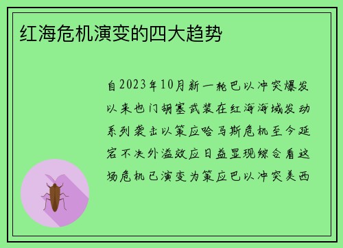 红海危机演变的四大趋势