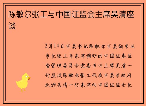 陈敏尔张工与中国证监会主席吴清座谈