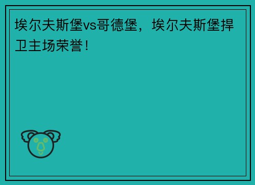 埃尔夫斯堡vs哥德堡,埃尔夫斯堡捍卫主场荣誉!